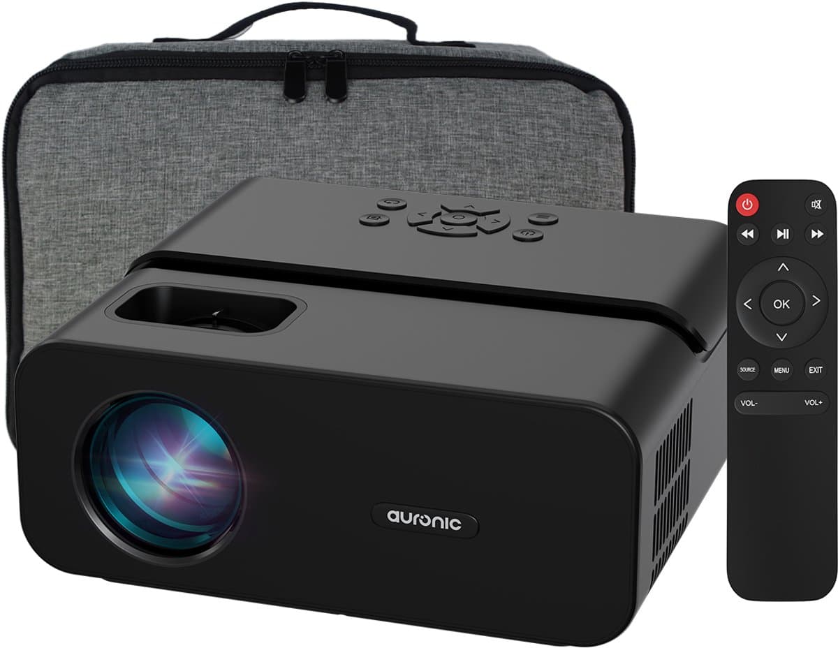 Auronic Beamer 10.000 Lumen - WiFi Projector - 1080P Full HD Streamen vanaf je telefoon - Smart Mini Beamer - HDMI-kabel - Afstandsbediening - Zwart — afbeelding 1