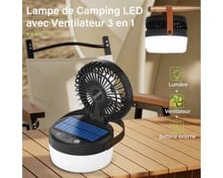 Dimbare Solar Campinglamp met Ventilator en 4 Lichtmodi