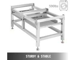 Wasmachineverhoging 268 kg, Wasmachine Verhoger Voetstuk 122 x 66 x 56 cm, Wasmachine Basisstandaard met 2 Plank, Wasmachine Basis Aluminiumlegering en Roestvrij Staal, Onderstel Voor Wasmachine