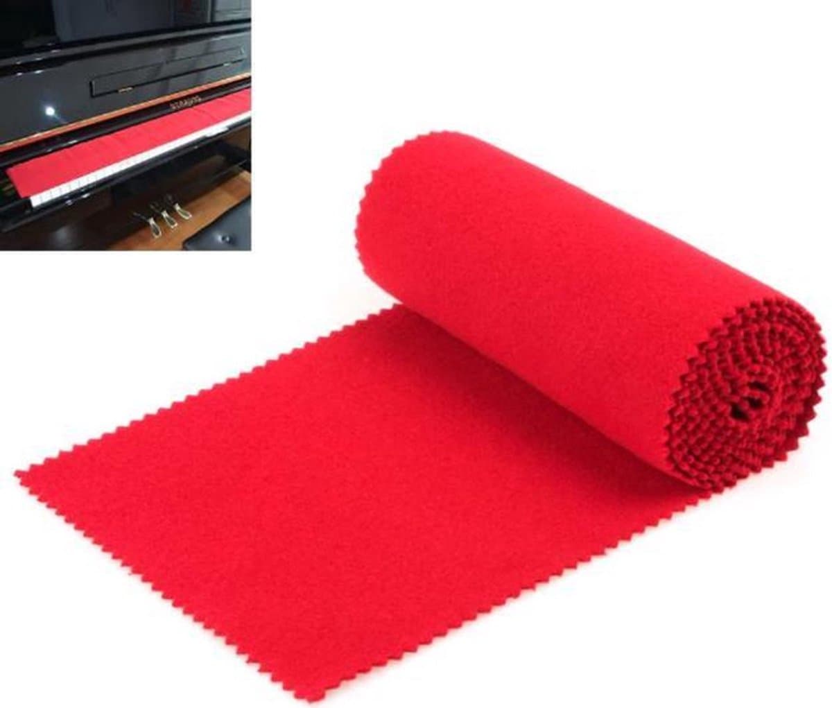 Zachte Rode Piano Key Cover Toetsenbord Stofkap - Loper voor Piano - Pianoloper - Stof op piano voorkomen — afbeelding 1