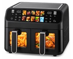 Sellino Airfryer - Mini Oven - Heteluchtfriteuse - Friteuse zonder Olie - 9 Liter - Dubbele Mand - 2000W - LED-Touchscreen