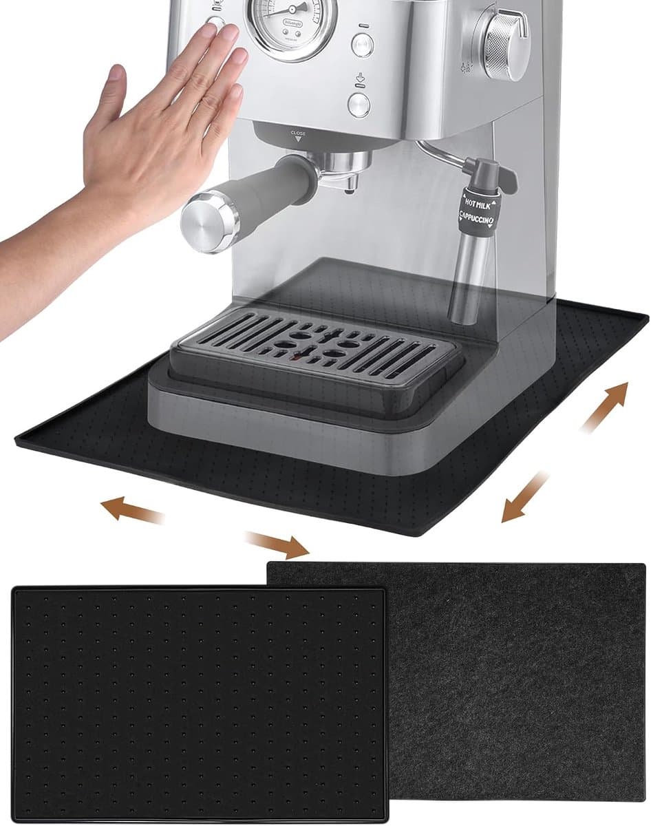 48 x 30 cm onderlegger voor koffiezetapparaat, siliconen mat, volautomatische mat met rand voor De Longhi Magnifica Philips LatteGo Krups Siemens EQ6 siliconen onderlegger Coffee Mat (zwart) — afbeelding 1