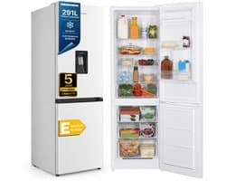 Heinner HCNF-HM291WDE++ Koel-vriescombinatie met Waterdispenser – 291 L – No Frost – Elektronische Temperatuurregeling – Wit – 5 Jaar Garantie