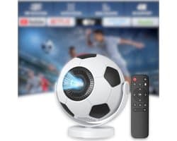 SNJY® Mini Beamer - Mini Projector - Beamer Full HD - 180° Draaibaar - Voetbal - Wit