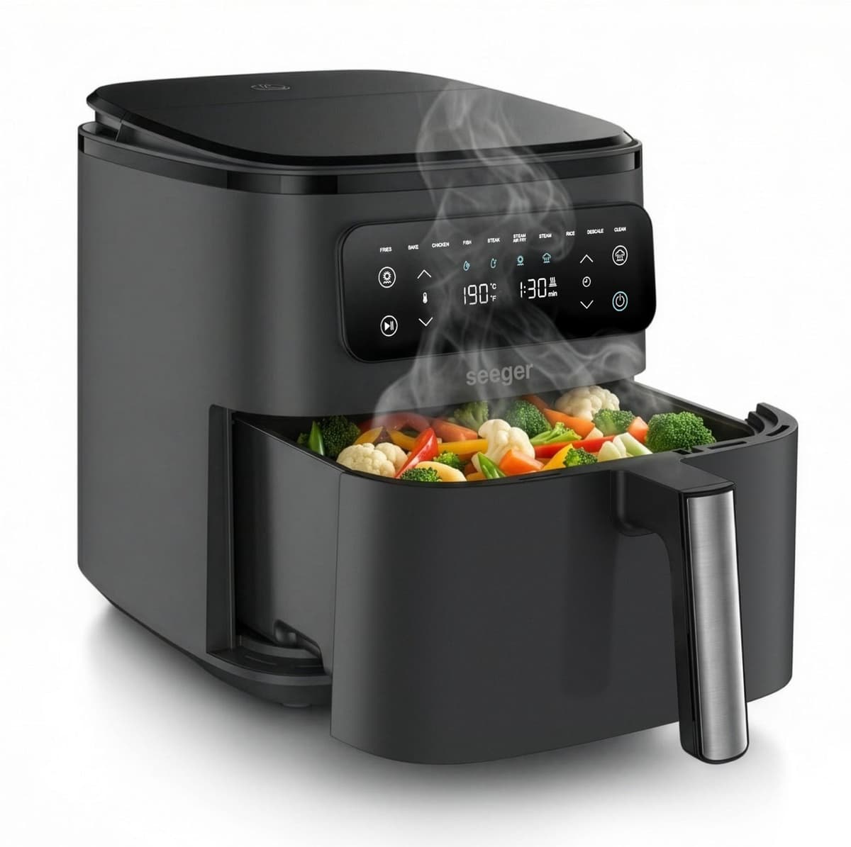 Seeger Steamfry Sgr1007bk - Airfryer Met Stoomfunctie Zwart 7 L — afbeelding 1