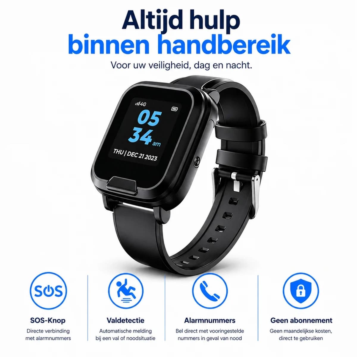 WatchSafer Pro - GPS Horloge Senior - Smartwatch voor Ouderen - Persoonlijke alarmen - alarm horloge ouderen - GPS Horloge Alzheimer - Valdetectie — afbeelding 1