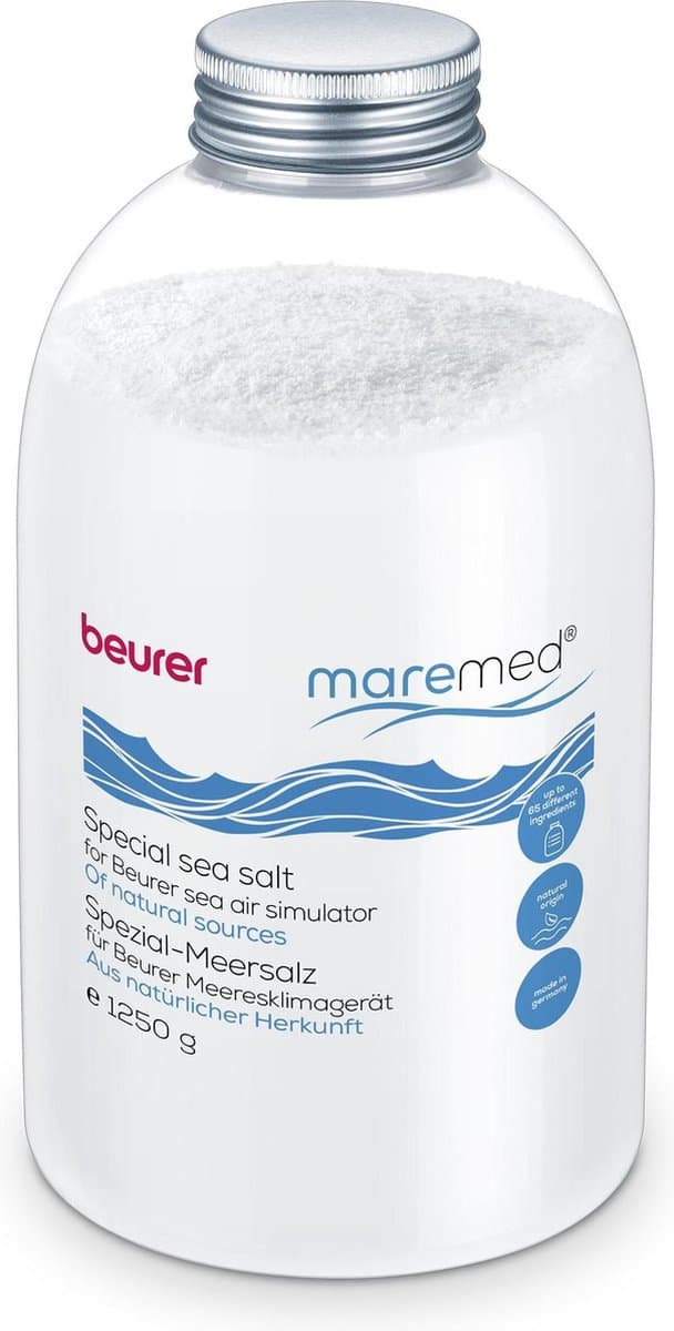 Beurer Speciaal zeezout voor de MK 500 Luchtreiniger - voor Beurer maremed® MK 500 - Fles speciaal zeezout 1250 gram + maatbeker — afbeelding 1