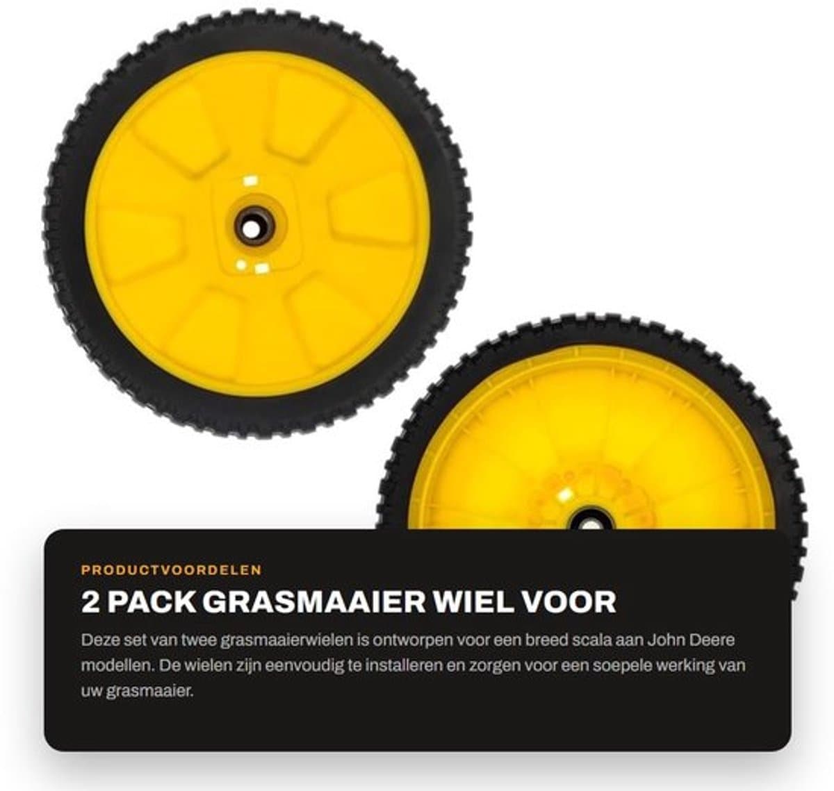 Grasmaaier Wiel 8 Inch - 2 Pack - Vervangt Oregon 72-115 - Compatibel met John Deere - Naaflengte 1-1/2 Inch - Kunststof - Grasmaaierwielen — afbeelding 1