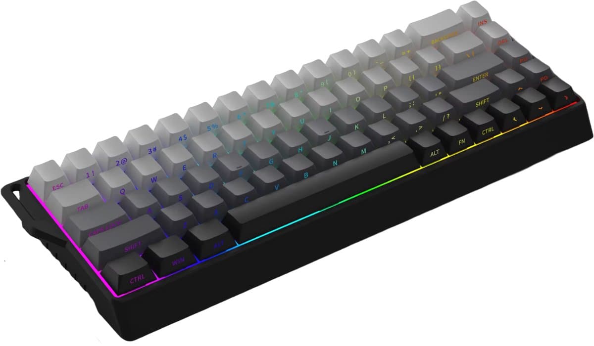 Amply K68 Draadloos Mechanisch Gaming Toetsenbord, 68 Toetsen 65%, Hot-Swap, RGB - Polar Night Black — afbeelding 1