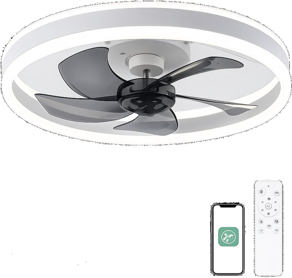 Cventrix plafondventilatorlamp - Plafondventilator met Verlichting en Afstandsbediening - Plafondlamp met ventilatorVentilatorlamp - Verlichtingsarmaturen - Woondecoratie — afbeelding 1