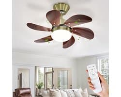 NETTLIFE Plafondventilator Met Verlichting - E27 - messing - 6 Bladen Ventilator - met Afstandsbediening - 75cm - Timing Plafondlamp - Voor Woonkamer | Slaapkamer | Keuken | Eetkamer — afbeelding 1