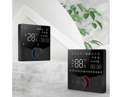 Slimme Thermostaat - Klimaatregelaar Temperatuurcontroller - Energiebesparing Thuis - 8 Lichteffecten Knop - 12.4 mm Dikte - Zwart