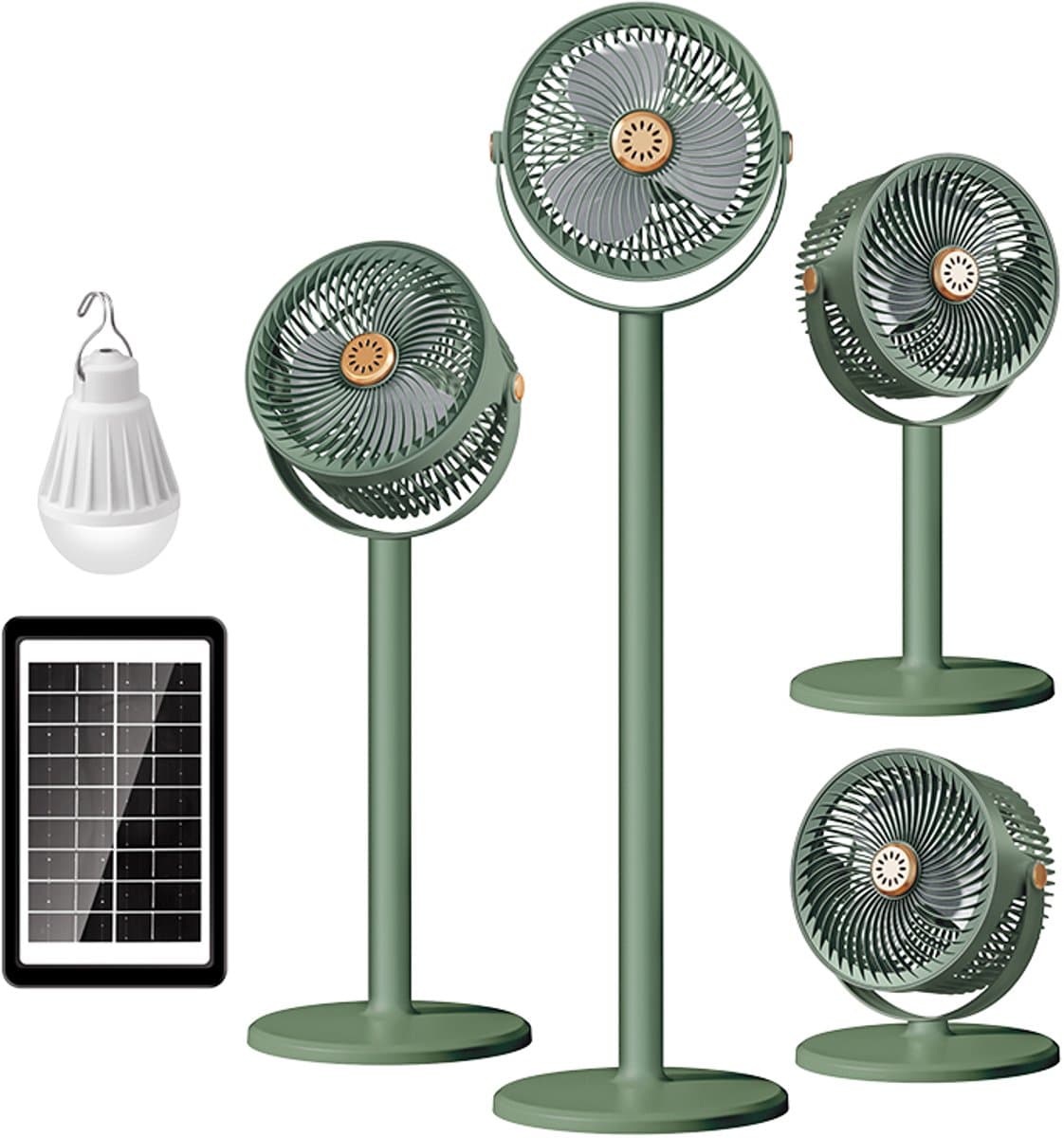 Sanorum-Intrekbare staande circulatieventilator op zonne-energie, USB voeding, krachtige luchtstroom, 3-in-1 multifunctioneel, voor thuisgebruik en buiten kamperen — afbeelding 1
