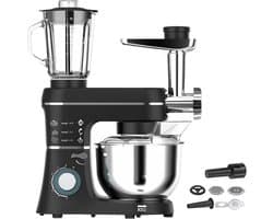 Staande Keukenmixer - Keukenmachine Elektrisch - Thuis Bakken en Mixen - 5-in-1 Multifunctioneel - 10 Liter Kom - Zwart