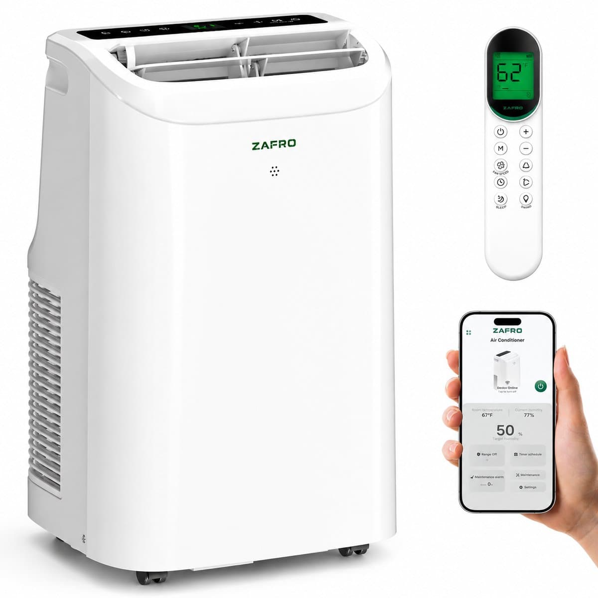 Mobiele airco 10000 BTU stil met WiFi, ontvochtiger en afstandsbediening 3-in-1 functie — afbeelding 1