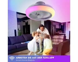 Archi Plafond Ventilator met Verlichting - RGB LED Plafondlamp - Bluetooth Speaker – 50W – Tuya App & Afstandsbediening – 6 Snelheden
