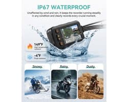 SnelShoppen - VECHTEL Motor-dashcam 1080P Dubbele Lens Voor en Achter, 120° Achter 90°, 2 Inch Multischerm, HDR, IP67 Waterdicht, Loop-opname en G-sen