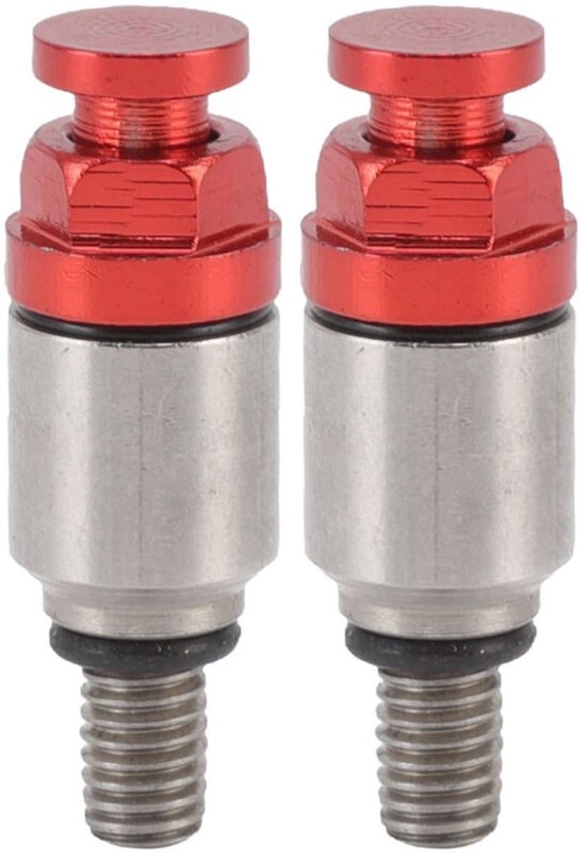 Twee M5x0.8 aluminium voorvork-uitblaasventielen/overdrukventielen, Geschikt voor CRF150R CR125R CR250R CRF250R, rood. — afbeelding 1