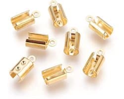 100 stuks roestvrijstalen gouden vouwoverkabeluiteinden voor armbandkettingen, ideaal voor het zelf maken van sieraden met een duurzame afwerking