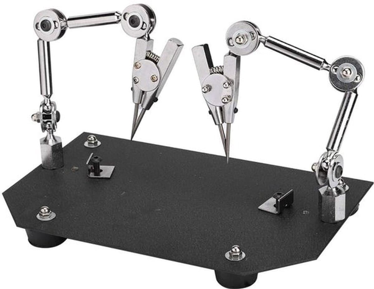 Soldeerhulp, derde hand soldeergereedschap metaal hulp laswerk clip soldeerhulp soldeerstation met 2 flexibele armen en klemmen voor het repareren van sieraden, kunststof — afbeelding 1