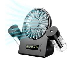 Solvix tafel ventilator geluidloos - Tafelfan - Zwart - Met 2 Sprayflessen - 4 Verstelbare Windsnelheden - Voor Thuis en Kantoor — afbeelding 1