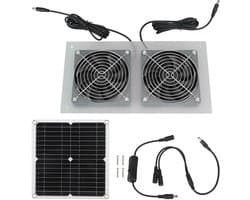 Zonnepaneel Ventilator - Zonne Ventilator - Ventilatie Kippenhok - 15W Hoge Efficiëntie - 33x33x5 cm - Zwart