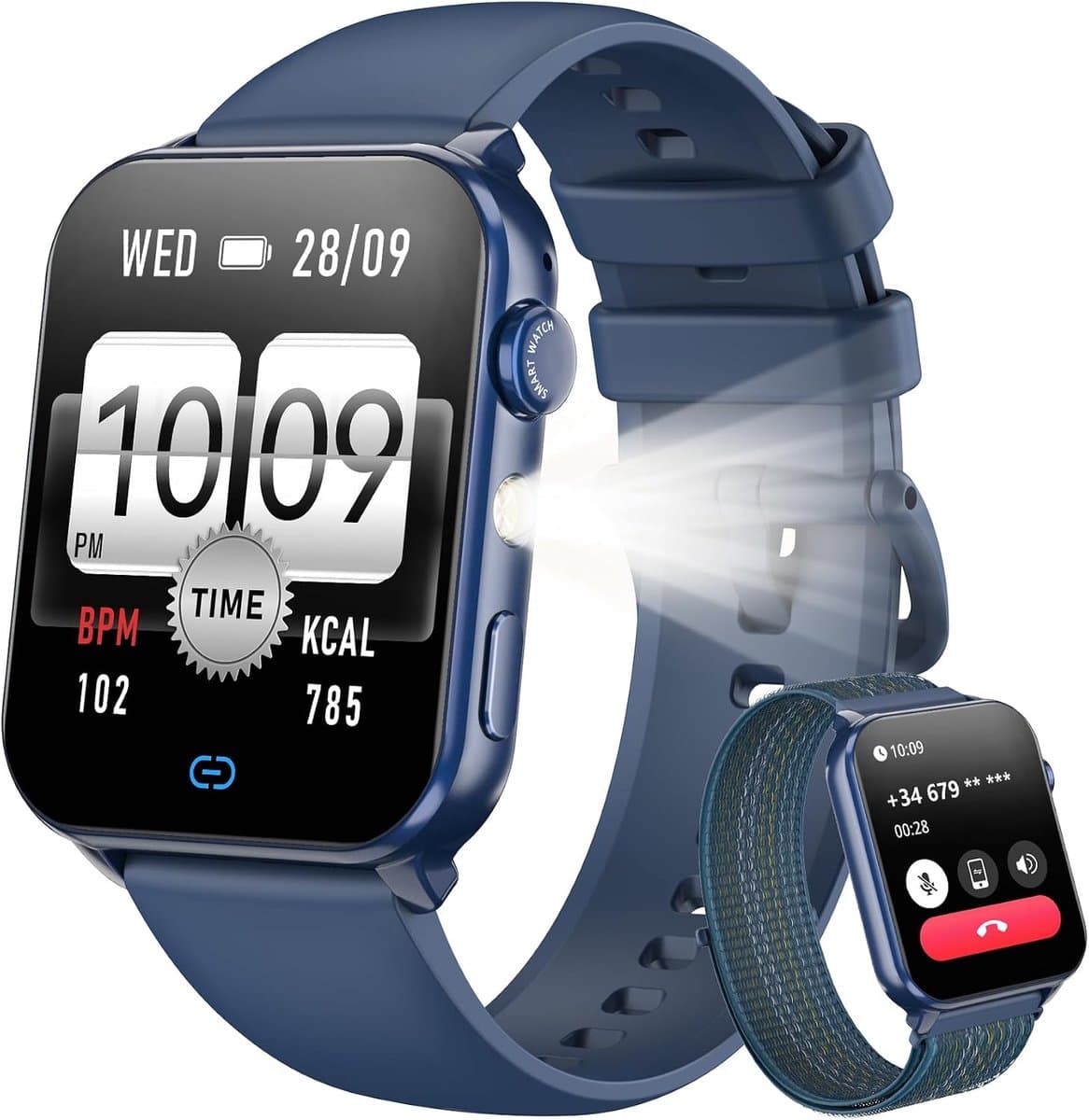 Blackview R30Max- Smartwatch Heren en Dames | Bellen en Gebeld Worden | 1,91 inch smartwatch | meer dan 100 sportmodi | slaapmonitor | hartslagmeter | SpO2 | Geschikt voor iOS en Android | Blauw — afbeelding 1