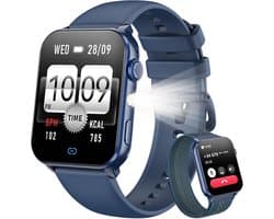 Blackview R30Max- Smartwatch Heren en Dames | Bellen en Gebeld Worden | 1,91 inch smartwatch | meer dan 100 sportmodi | slaapmonitor | hartslagmeter | SpO2 | Geschikt voor iOS en Android | Blauw