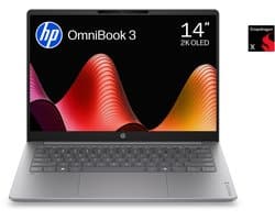 HP OmniBook 3 14-hz0710ndx - Copilot+ Laptop - 14 inch - Snapdragon X - 8GB/512GB - QWERTY - 2K OLED - Studenten laptop