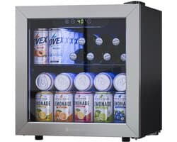 KitchenBrothers Drankkoelkast - 36L - Mini Koelkast - Glazen Deur - Minibar - 60 Blikjes - Zwart