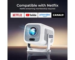 SnelShoppen - Slimme Beamer Native 1080P FHD met 4K Ondersteuning | Android 13, Auto Focus/Keystone, 800 ANSI Lumen, Google CTS Gecertificeerd, Compat