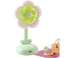 Bureauventilator met Nachtlampje - Persoonlijke Ventilator - Verkoeling aan Bureau - Stille Werking Bloemenpatroon