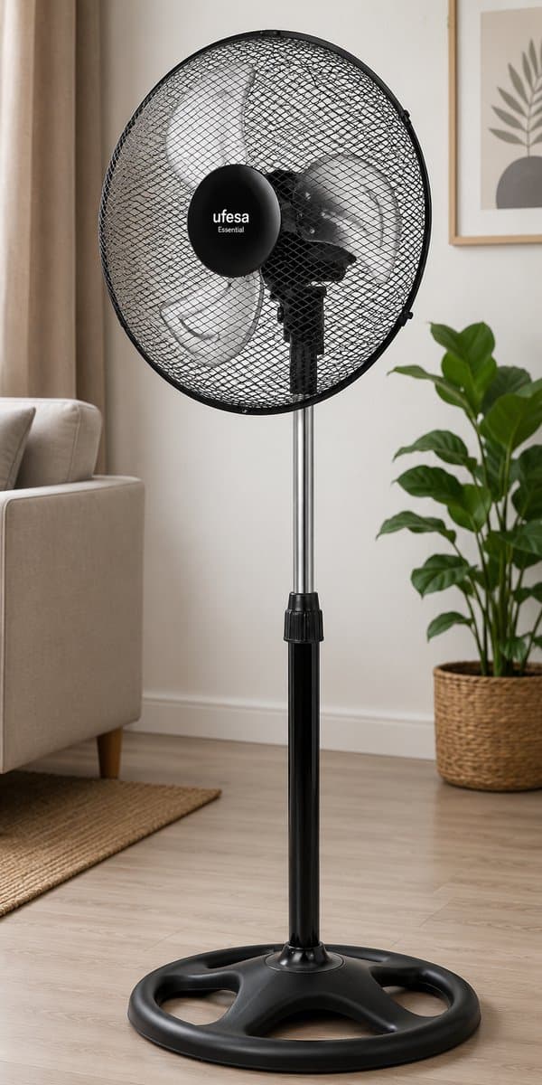 UFESA Montreal Statiefventilator ventilator – Krachtige Verkoeling | 50W | 40 cm | 3 Snelheden | Zwart — afbeelding 1
