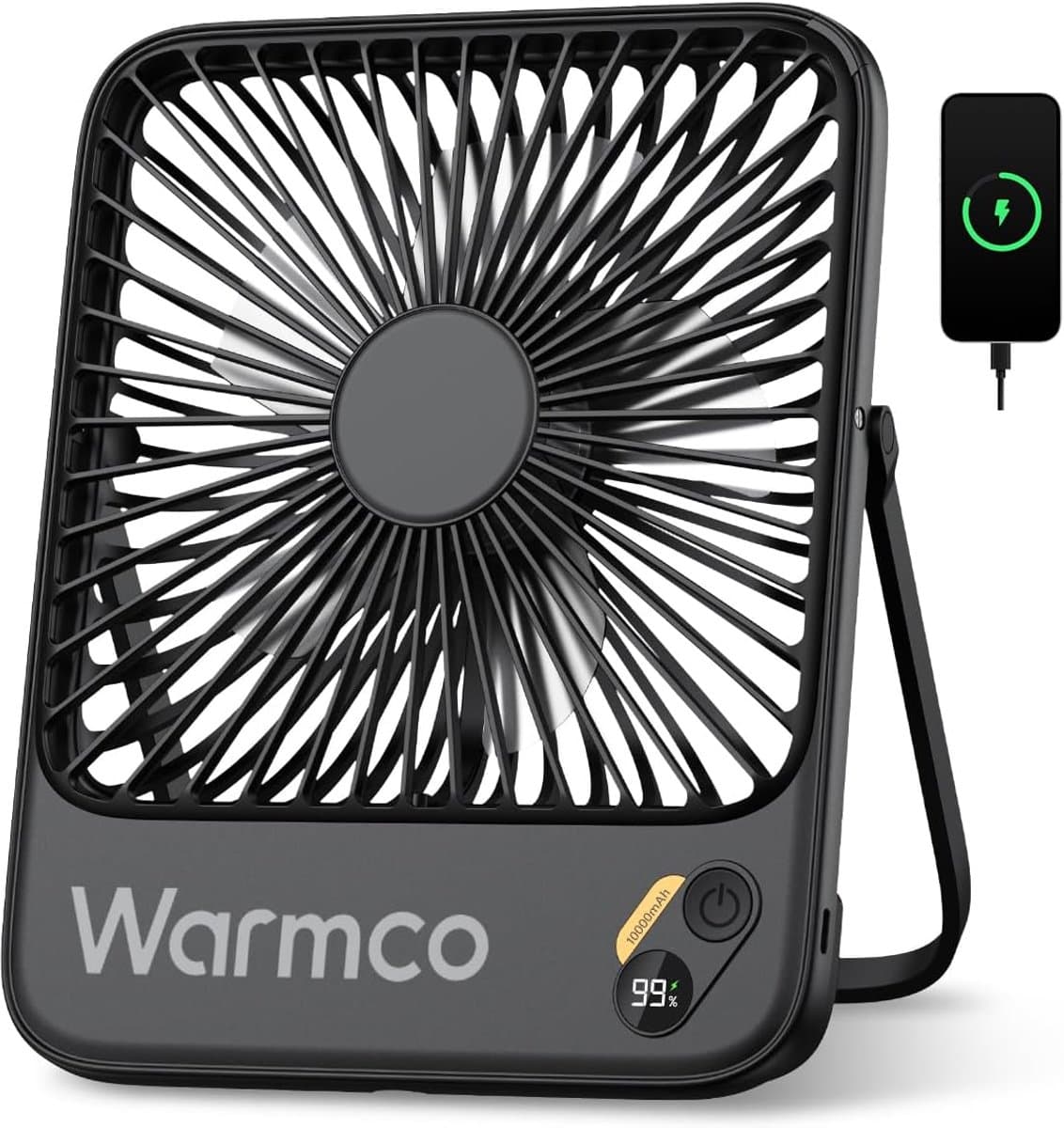 Draadloze Tafelventilator – 10000mAh Accu – Stil – LED Display – USB-C Oplaadbaar – 4 Snelheden – Zwart — afbeelding 1