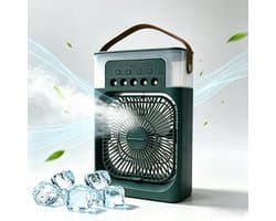 Kraftverdia Portable Aircooler - Airco Zonder Afvoerslang - Tafelventilator -Luchtkoeler 4-in-1 -3 windsnelheden met 600ml Watertank - Groen