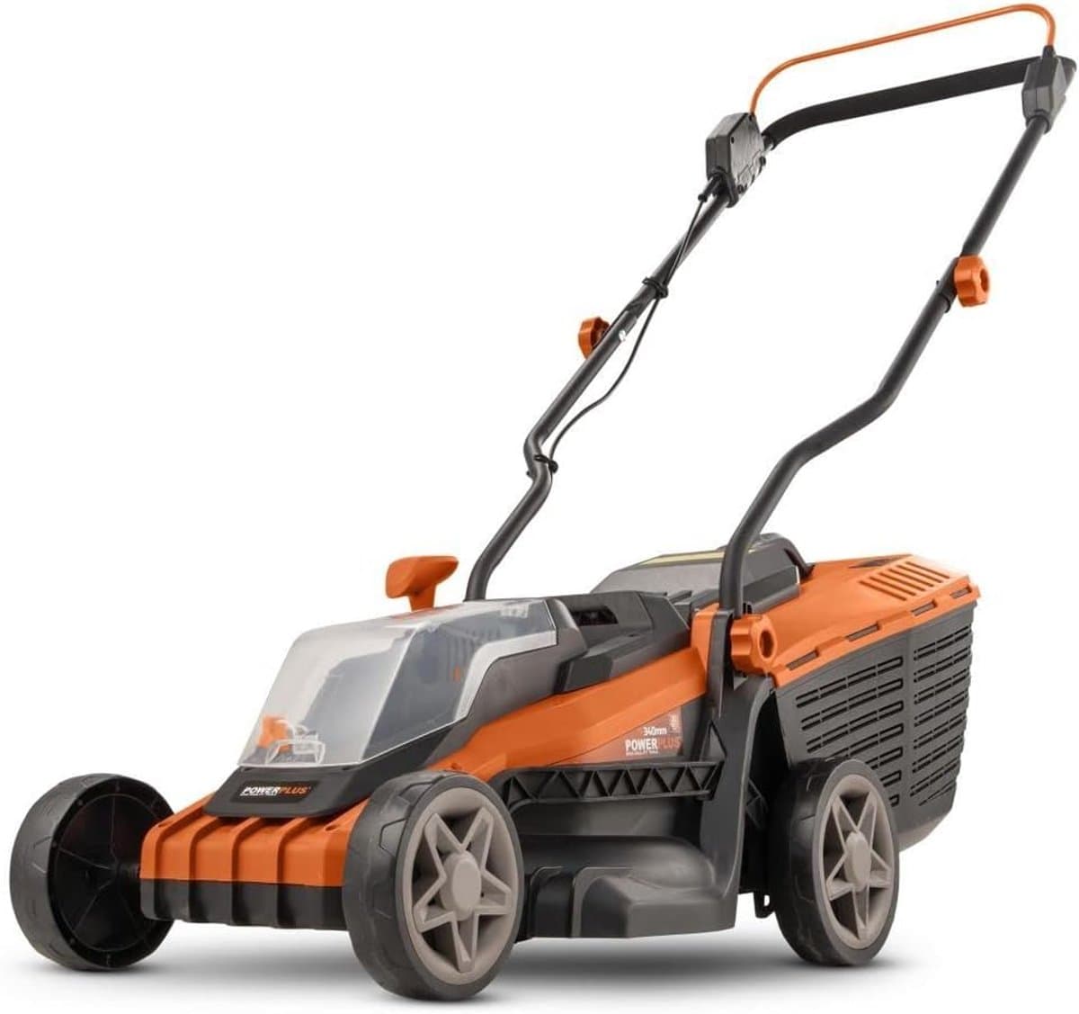 Accu Grasmaaier - Elektrische Machine - Gazon Onderhoud - Borstelloze Motor - 340 mm Werkbreedte - Oranje — afbeelding 1