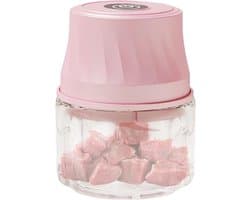 Mini Keukenmachine - Voedsel Hakker - Snel Ingrediënten Snijden - Oplaadbaar Draadloos - 350ml Capaciteit - Roze