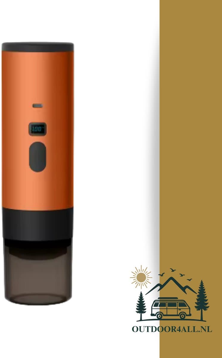 Draagbare Koffiemachine /Coffee maker voor camping, op reis of onderweg - Oplaadbaar - Oranje — afbeelding 1