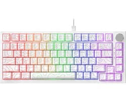 Ajazz AK820 – Mechanisch Toetsenbord 75% – Bedraad USB-C Gaming Keyboard – Hot Swap – Compact QWERTY – 82 Keys – Contourlijn wit