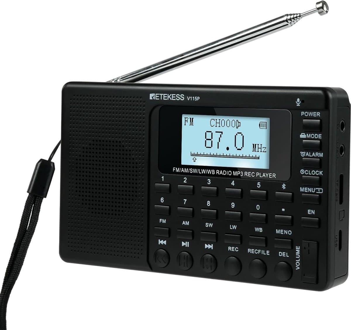 Retekess V115P Noodradio - Draagbare Radio-AM/FM/SW/LW/WB - Weerradio met Zaklamp - 1800mAh Oplaadbare Batterij - voor Noodsituaties & Buiten — afbeelding 1
