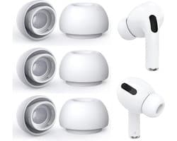 3 paar oordopjes geschikt voor Apple AirPods Pro - Siliconen oordopjes - Ear tips - Vervangende dopjes - In-ear dopjes - Medium - Wit - 3 paar met gaasje - Jonyx