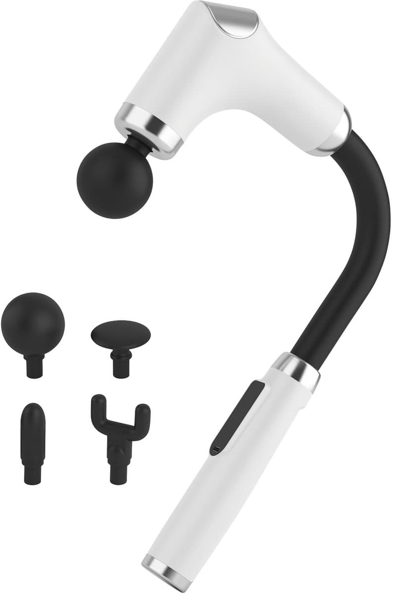 Nexxt Massage Gun Deep Rolling Massager met 4 Opzetstukken - Draadloos - Usb-c Oplaadbaar - Timer 15 Minuten - Wit — afbeelding 1