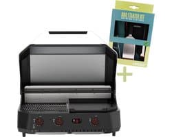 Cozze® G-800 Combo Plancha BBQ Grill - 3 Gasbranders - Gasbakplaat & BBQ voor Buiten Koken - 30 mbar - Inclusief Gratis BBQ Set - Outdoor Cooking Station