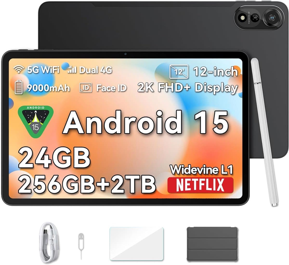 Blackview MEGA 2 Android 15 Tablet - 4G LTE+WiFi - 12 Inch - 24GB+256GB - Widevine L1 - 9000mAh - Grijs — afbeelding 1