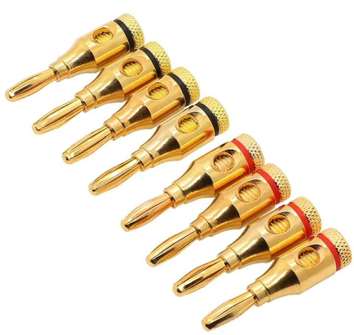 Banaanstekker – Gold plated – 24k Verguld – 4mm – Hoogwaardige Luidsprekerstekkers – 8 Stuks — afbeelding 1
