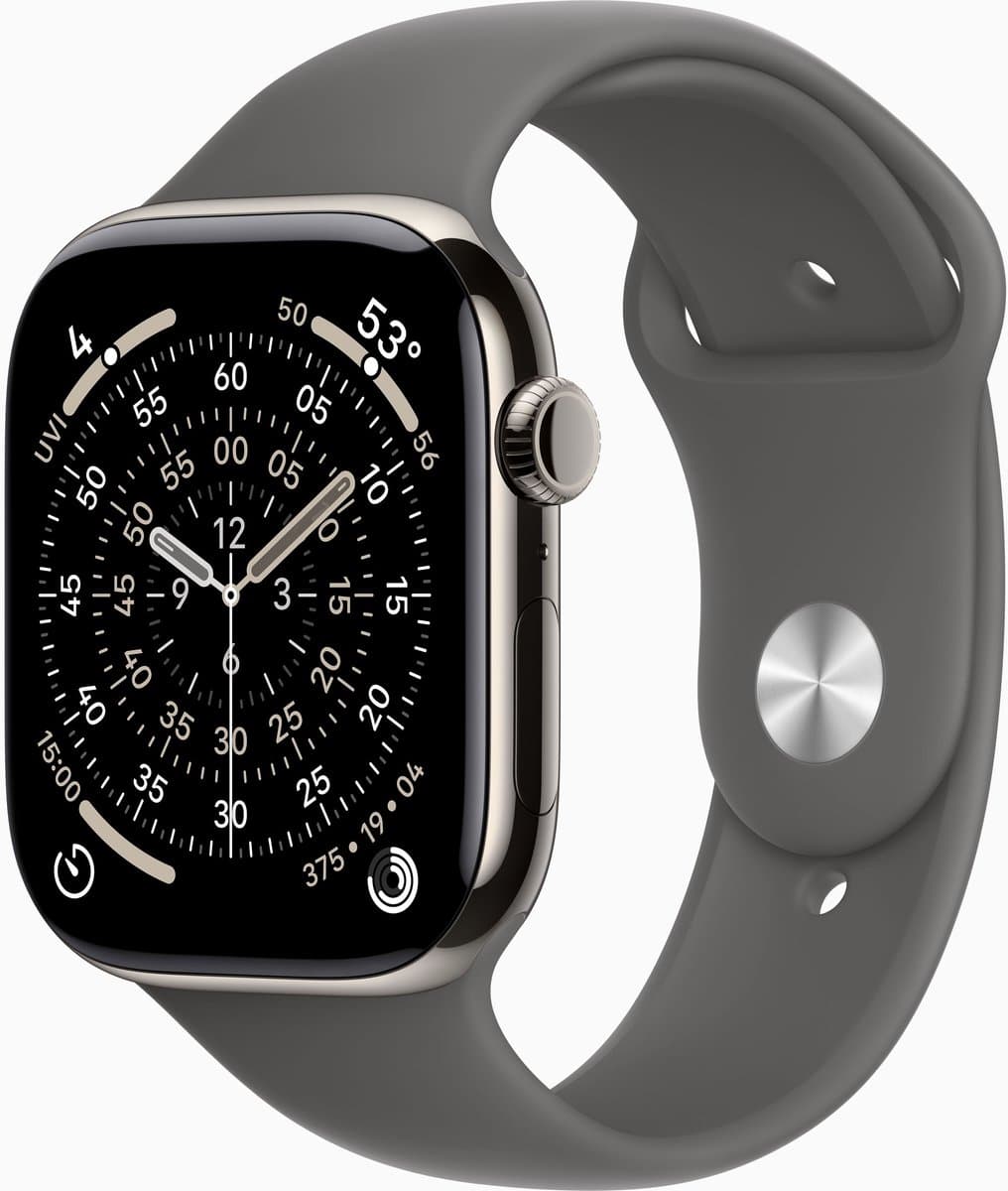 Apple Watch Series 11 gps + Cellular - 42mm titanium Case Stone Grey Sport Band S/m Smartwatch Natural — afbeelding 1