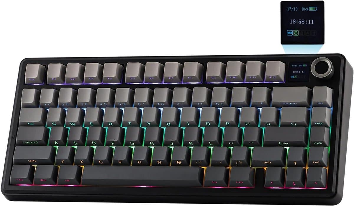 EPOMAKER x AULA F75 MAX - Zwart/Grijs - Mechanisch Draadloos Toetsenbord - RGB - 75% - QWERTY - Gaming Keyboard - Leobog Reaper Switch — afbeelding 1