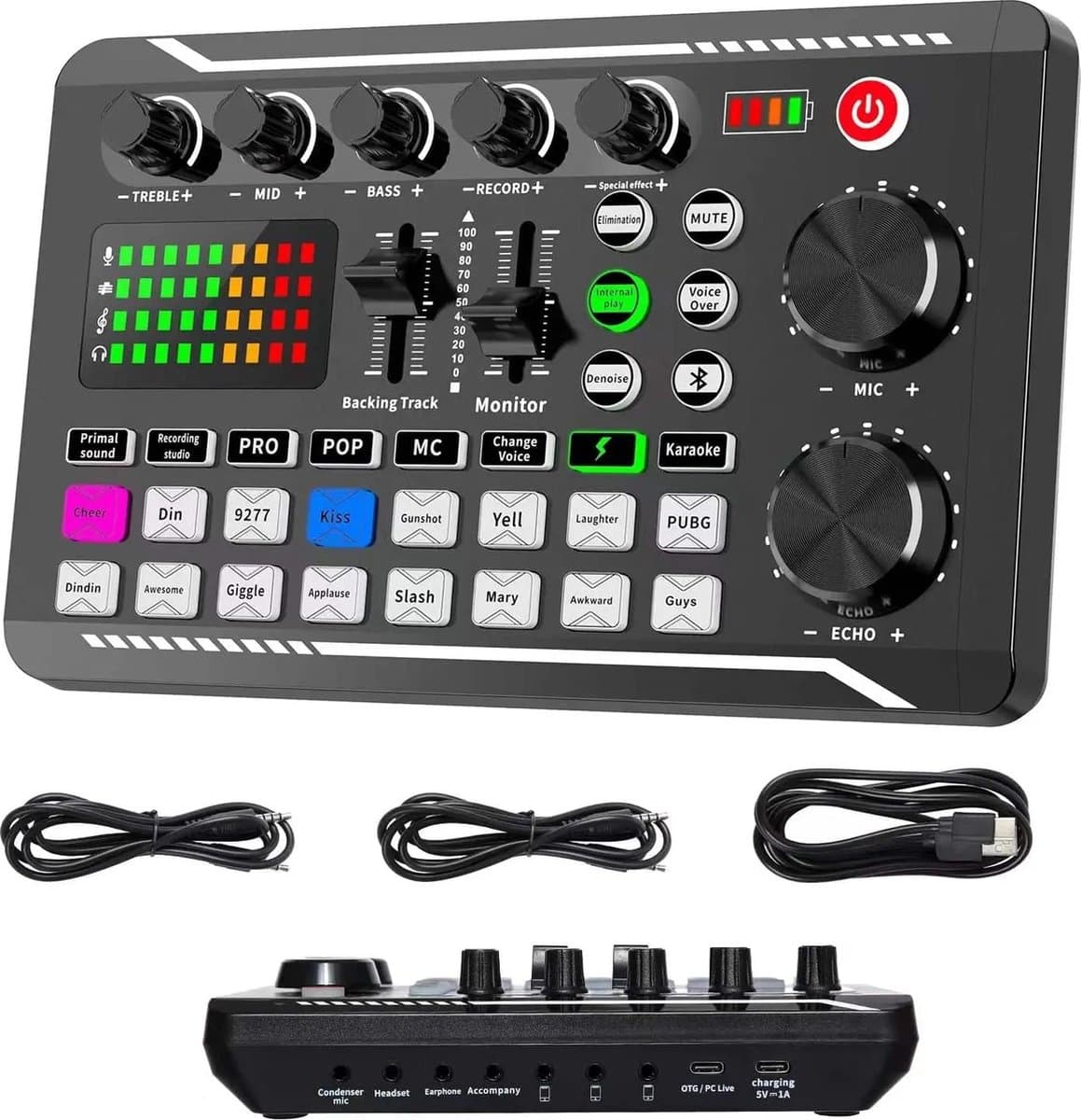 BolGalaxy - DJ Draaitafel - DJ Mix Set - Dj Mixer Effecten En Stemwisselaar - DJ Controller - Live Geluidskaart En Audio-Interface - Bluetooth Stereo Audio Mixer - Zwart — afbeelding 1