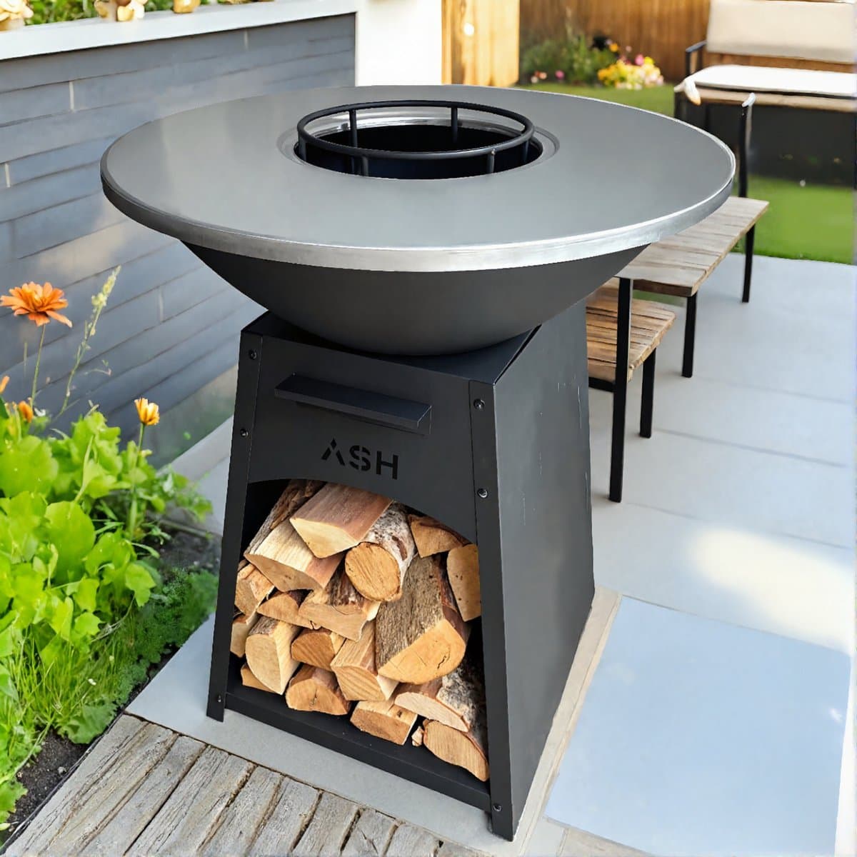 ASH - Nova - XL - Plancha barbecue met grillring - Buitenkoken - Plancha BBQ - Plancha Bakken - Zwart - Grillring — afbeelding 1