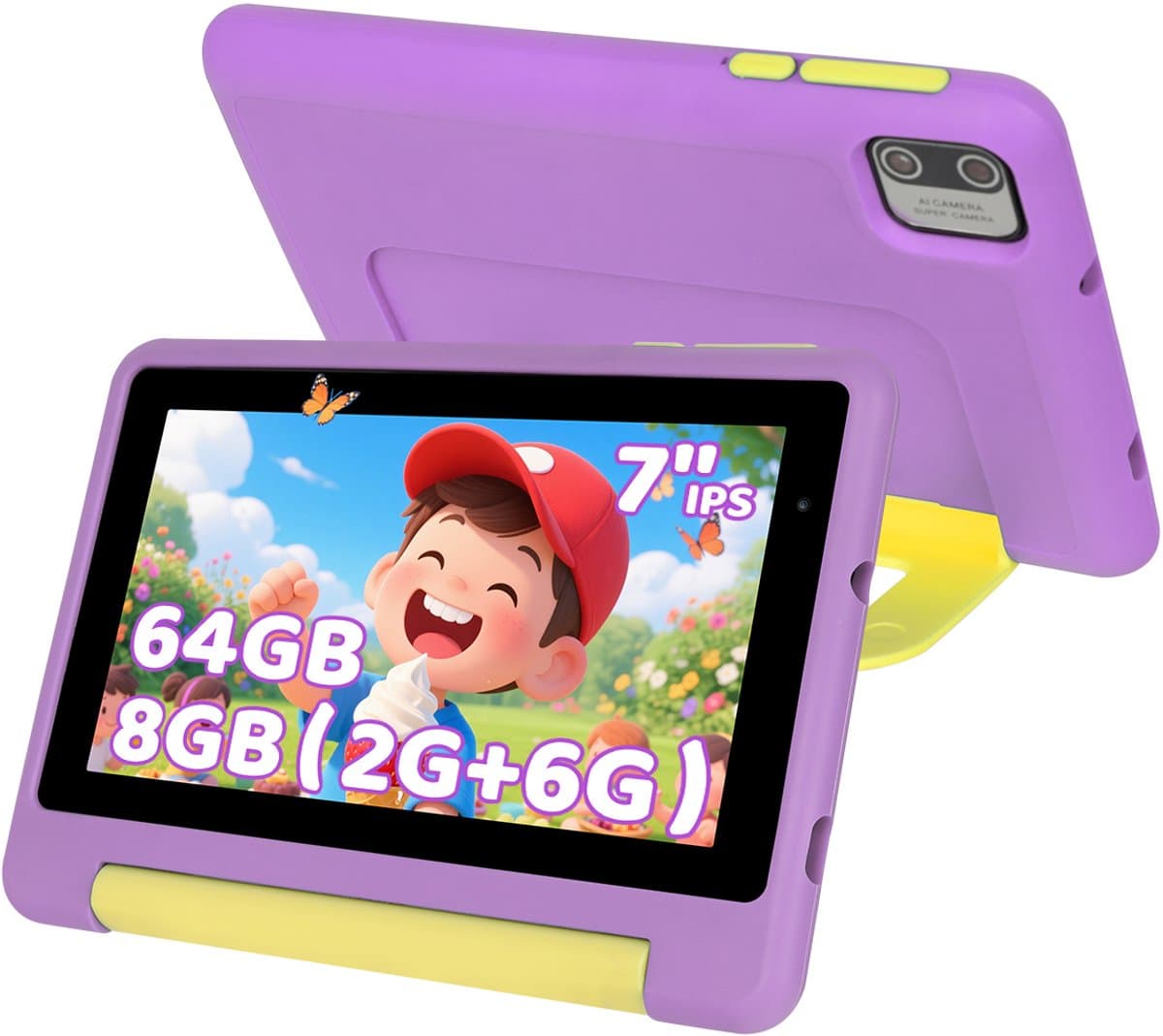 kotsren KT1018 - Android 13 kindertablet - 7 inch - 8(3+5)GB RAM/64GB ROM– 2500mAh - Paars — afbeelding 1